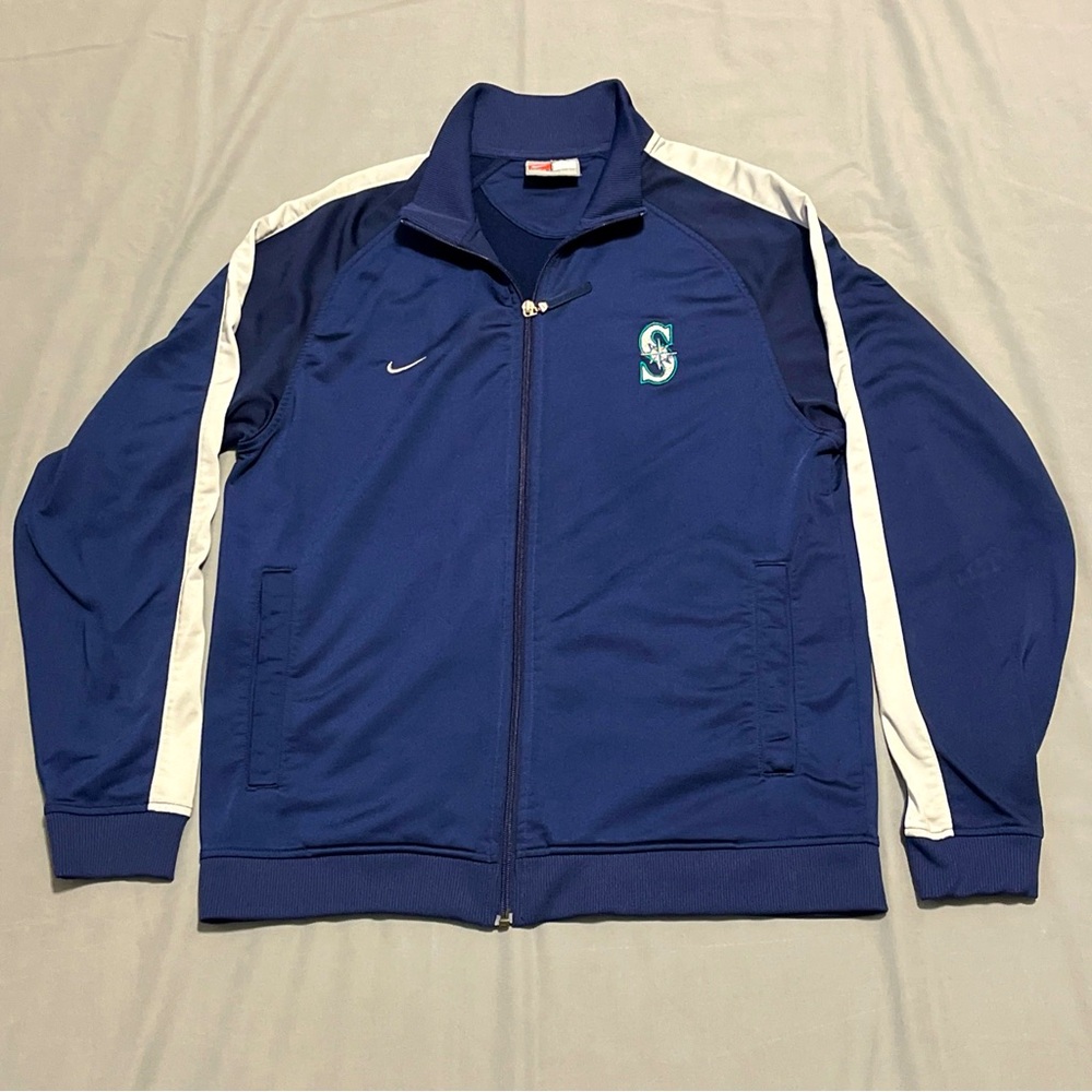 Vintage Nike Seattle Mariners Mens Jacket L Blue Full Zip Long Sleeve Jacket MLB